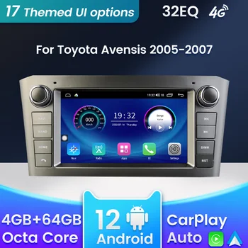 Auto Rádio Multimediálny Prehrávač Pre Toyota Avensis 2002-2008 Android 12 8Core 4+64 G GPS Navigáciu Video Autoradio Carplay WIFI, BT