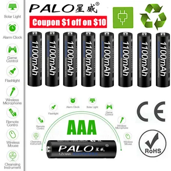 PALO 1.2 v AAA 3A NIMH 1100mah AAA Batérie Nabíjateľné aaa kontakty batérie ni-mh batérie s Dlhou životnosťou batérie Pre Solárne Svetlo, Blesk