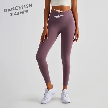 DANCEFISH 2023 Ženy Dlhé Nohavice Dvojvrstvové Vysoký Pás, Bruško Kontroly Activewear Nízkou Intenzitou Beh Fitness Joga Legíny