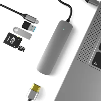 6 V 1 USB-C HUB typ C, USB 2.0/3.0 HDMI Adaptér Pre tablet, notebook, mobilný Telefón dokovacej stanice