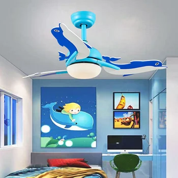 Led Stropný Ventilátor Lampa Prívesok Luster Dolphin 42 palcov so svetlami, diaľkové ovládanie DC ventilátor spálňa frekvencia Reverzibilné