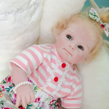 NPK 52 novorodenca sladké tvár bebe znovuzrodené dieťa realistické mäkká plyšová detská ruka korene, blond vlasy, vysoká kvalita zberateľskú bábika