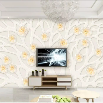 beibehang 3D šťastie kvet otvoriť troch-dimenzionální úľavu pozadí steny vlastné veľké nástenné zelená tapeta abstraktných de parede
