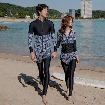 Wisuwore kórejský opaľovací Krém Konzervatívny Dlho Puzdre Športové Plavky Ženy Slim Fit Slim Pár, Surfovanie, Potápanie Oblek pre Mužov
