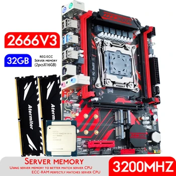 Atermiter X99 Doske kombinovaný Set Kit LGA 2011-3 Xeon E5 2666 V3 CPU a DDR4 32GB (2 ks x 16gb) REG ECC RAM pamäť