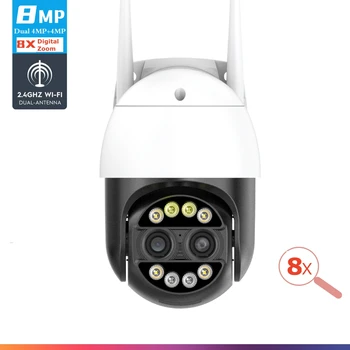 8MP 4K 8x Hybridná Zoom 2.8+12 mm Duálny Objektív PTZ IP Kamera WiFi Ľudských Detekciu Audio Interkom Bezpečnosti Video Surveillance Camera