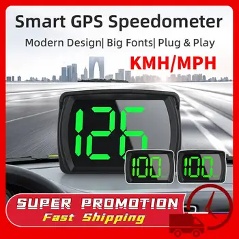 Auto HUD Univerzálny Hlavu Hore Zobrazenie KMH/MPH Rýchlomer GPS 2.8 Palcový Veľký Font Digitálna Rýchlosť Meter Hodiny Rozchod Automobilového Príslušenstva
