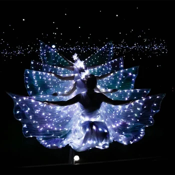 LED svietiace krídla Balet Kostým Fluorescenčné motýľ tanec Plášť Tanečných Kostýmov, Brušný Tanec plášť prop