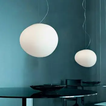 Husacie vajcia sklo reštaurácia dlážděným luster Nordic spálňa posteli s oblečením bar biela vlasec lampa