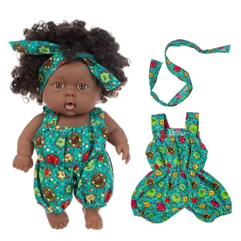 8 Palcový Africké Čierne Baby Doll Oblečenie s hlavovým oblúkom Výbuchu Hlavu Realisticky Reborn Bábiky Hračky pre Deti DIY Zdobiť Hračky, Darčeky
