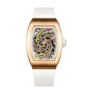 BONEST GATTI Ženy Automatické Hodinky Luxusné Dámske Módne Hodinky Tonneau Mechanické Náramkové hodinky Svetelný Sapphire Viton Popruh