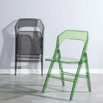 In Nordic Moderné Skladacie Stoličky Transparentné Akrylátové Svetlo Luxusné Jedálenské Stoličky Originálne Dizajnérske Jednoduché Crystal Kuchynské Stoličky