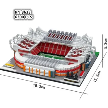 6300P United Football Old Trafford Štadión DIY 3D Model Diamond Budovy Malé Bloky Hračka pre Deti, Žiadne Okno