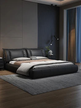 Jednoduché, moderné Nordic luxusné kožené 1.8 m spálňa, manželská posteľ, nábytok taliansky nábytok