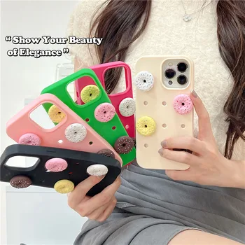 Kórea Horúce 3D DIY Silikónové Priedušná Dievča je Kobliha Telefón puzdro pre Iphone 11 12 13 14 Pro Max Shockproof Zadný Kryt Prípadoch Funda