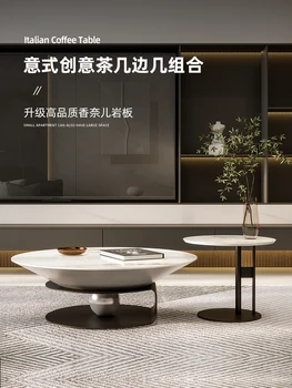Taliansky okrúhly konferenčný stolík kombinácia nerezovej ocele obývacia izba svetlo extravagancie moderný minimalistický styl designer