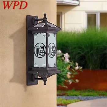 WPD Vonkajšie Slnečné Steny Sconces Svetlo LED Čínsky Štýl, Nepremokavé Vintage Lampa pre Domáce Balkón Dekorácie