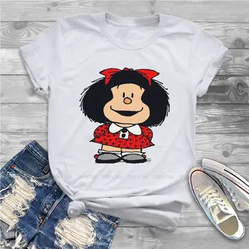 Šťastný Tričko Pre Dievčatá Mafalda Komické Quino Tees Štýl Žena T Shirt 5XL Homme Tlač Voľné