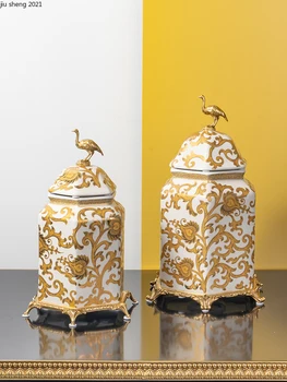 Európska vázy výzdoba keramiky s meďou skladovanie pohárov ozdoby domov villa luxusný interiér klasickým nábytkom
