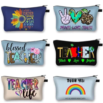 Učiteľ Rainbow Make-Up Kit Bag Predškolskej Elementárnej High School Graduation Späť Do Školy Deň Učiteľov Kozmetické Tašky Najlepšie Darček