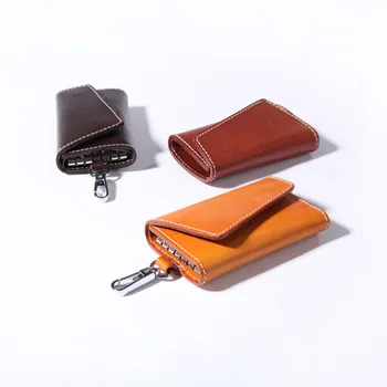 Cowhide Kožené Kľúča Vozidla Prípade Vintage Kožené Peňaženky Keychain