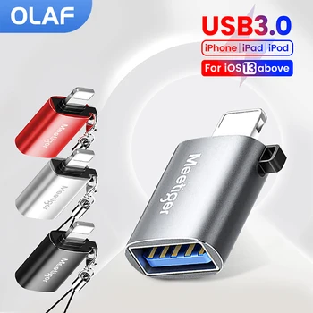 Olaf USB 3.0 OTG Rýchle Nabíjanie Pre iPhone 14 13 12 11 Pro XS Max XR iPad U Diskov Lightning Samec na USB Konvertor Adaptér