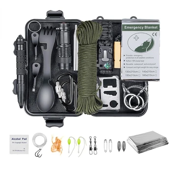 15 V 1 Prvej Pomoci Survival Kit Set Camping Cestovné Multifunkčné Taktickej Obrany Zariadenia Prvej Pomoci SOS Púšti Dobrodružstvo