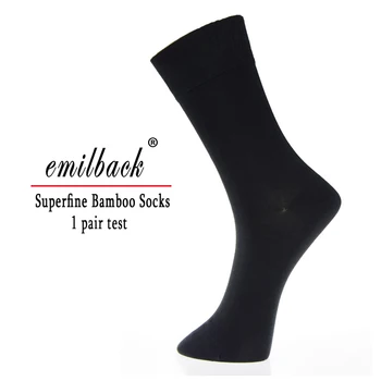 Test 1 Pár Emilback Mens Business Šaty Čierne Dlhé Bambusové Farebné Ponožky Vysoko Kvalitné Mäkké Antibakteriálne Veľká Veľkosť Priedušná