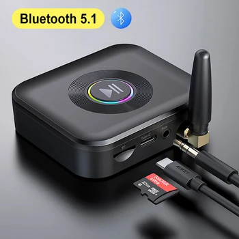Bluetooth Audio 5.1 Prijímač 50M Farebné Svetlo Bezdrôtové Stereo Audio Adaptér Podporu BT Režim TF Karta pre PC Reproduktor, konektor pre Slúchadlá