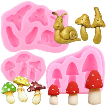3D Lesných Húb, Slimáky, Silikónové Formy Cupcake Vňaťou Fondant Formy DIY Cake Zdobenie Nástroje Candy Živice Hliny Čokoláda Plesne