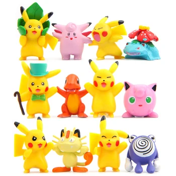 12pcs/veľa Kawaii Pokémon Pikachu Hračky, Bábiky PVC Akčné Figúrky, Hračky DIY Micro Krajiny Dekorácie, Hračky Model Detí Christma