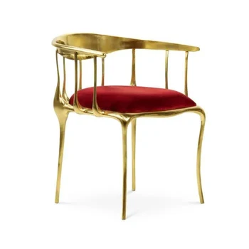 Moderné svetlo luxusné talianske jedálenské stoličky kreatívny dizajn operadla klasickej čistej medi high-end nábytok špeciálne tvarované kovové ch