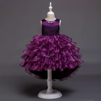 2-10 Rokov Kvetina Dievča Šaty 2019 Nové dievčatá načechraný princezná šaty deti modely pódium zobraziť večerné šaty, detské šaty korálkové