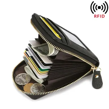 Pánske Peňaženky pravej Kože Kreditnej Karty Držiteľ RFID Blokovanie Vrecká na Zips, Muži taška Kartu Chrániť Prípade Vrecku, Kabelke Dropshipping