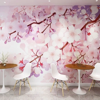 beibehang Japonský štýl cherry blossom tapety krásne store dekorácie pozadí 3D stenu papier Dievča v miestnosti ružovej romantické