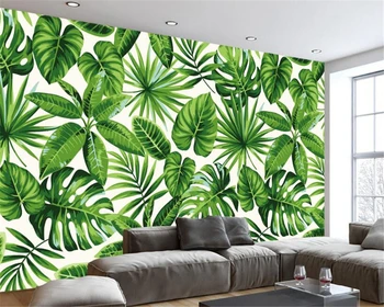 wellyu 3d tapeta Moderné tropických dažďových lesov rastlín banán leaf nástenné maľby obývacia izba, spálňa, televízia tapetu pozadia
