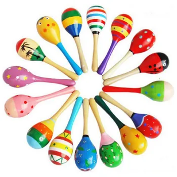 Multicolor Drevené Maracas rannom Detstve, Hrkálky Hračky, Hudobné Nástroje pre Dieťa