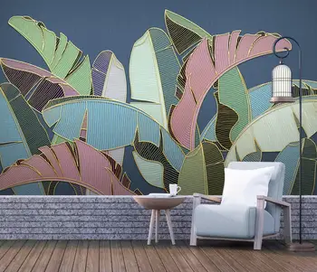 vlastné Nordic tropických rastlín banán leaf nástenná maľba Foto Tapety Obývacia izba dekorácie Spálňa 3D stenu papier domova Fresco
