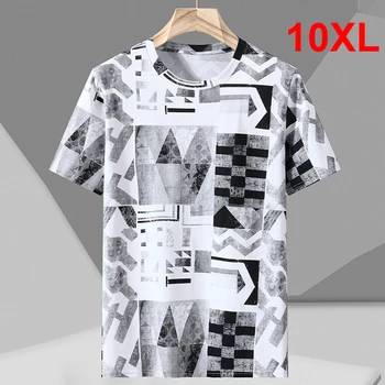 2023 Nové Letné T-shirt Mužov Krátky Rukáv T Shirt Plus Veľkosť 10XL Módne Geometrické Tlač Topy Tees Mužské Tričko Big Veľkosť 10XL