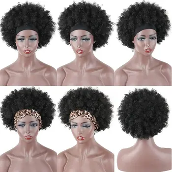 Kinky Afro Kučeravé Parochňa s hlavovým oblúkom pre Čierne Ženy Syntetické Vlasy Stroj Vyrobený hlavový most Glueless Syntetické Parochne pre Denné Nosenie