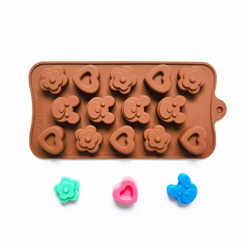 Láska Kvet Malý Medveď Čokoláda Formy Ručne vyrábané v tvare Srdca Candy Tortu Dekorácie 3D Dezert Ice Block Formy na Pečenie