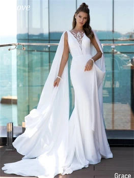 Cenove tvaru Šifón Šatkou Formálne Príležitosti Svadobné Šaty Prom Plášť Backless Biele Party Šaty pre Ženy 2023 nevesta