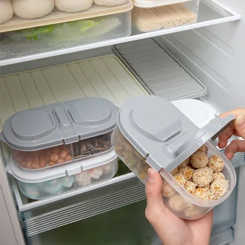 Obyčajný dvojité vrecko s vekom potravín a ovocia tesnenie jar multifunkčné kuchyňa chladnička plastové úložný box C1