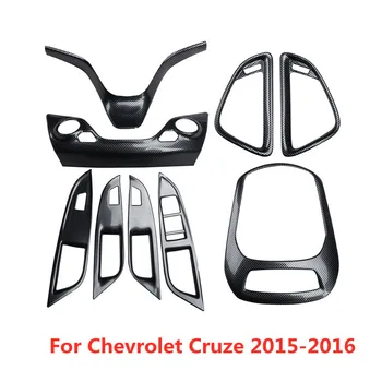 Carbon Fiber Vytlačené Volante Vozidla Zásuviek Nálepky Výstroj Ovládací Panel Kryt pre Chevrolet Cruze 2015 2016