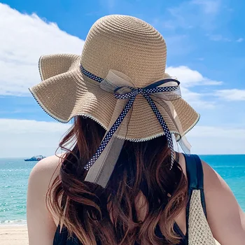 Vedierko Hat Pláži v Lete Slamené Klobúky pre Ženy, Plochý Top Páse s nástrojmi Bowknot Elegantné Luxusné Slamy Ženy Letné Klobúky Sombreros De Mujer