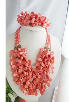 Nigérijský Coral Korálky Svadobné Šperky, Náhrdelníky Nastaviť Afriky Svadobnej Bižutérie Nastaviť Veľkoobchod 22