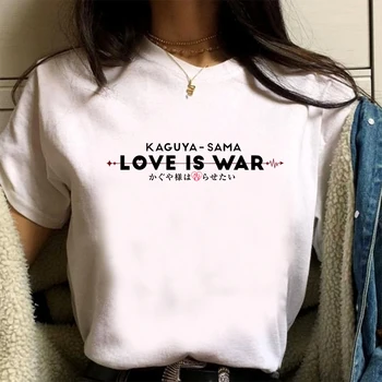 Anim Kaguya Sama Láska Je Vojny Tričko Fashion List Vytlačené T-shirt Harajuku Hip Hop Krátky Rukáv Príčinné Tee Topy