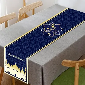 Eid Mubarak Bielizeň Stôl Runner Moslimských Ramadánu Eid Al-Adha Oslava Islamského Mesiaca Stôl Runner pre Domáce Stranu Dodávky
