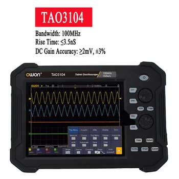 OWON TAO3104 Digitálny 4 Kanály 100Mhz 8 Palcový LCD Prenosný Dotykový Tablet USB Osciloskopy