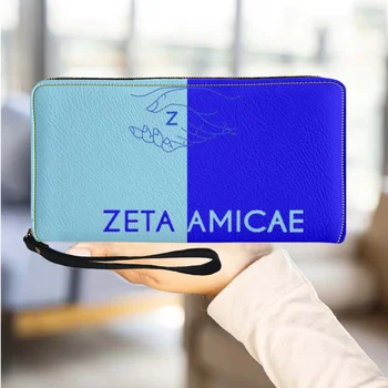 Zeta Amicae Značky Dizajnér Bežné Mini Peňaženka Módne Modrá PU Kožený Náramok Zips Spojka Kvalitné Cestovné Držiteľa Karty